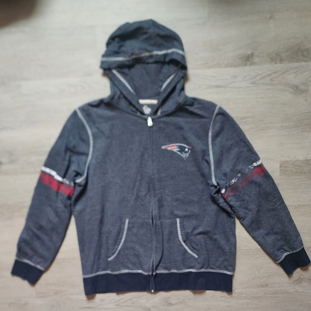 Majestic Men's NFL New England Patriots Full Zip Up Hooded Sweatshirt Medium M